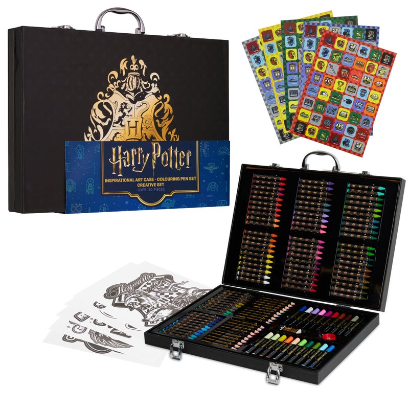 Harry Potter Gifts Colored Pencils 130pcs Art Supplies Drawing Kit School Supplies Painting Kids Drawing Pencils Art Kit Travel Case with Crayons (Black) - Image 1
