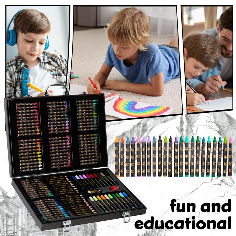 Harry Potter Gifts Colored Pencils 130pcs Art Supplies Drawing Kit School Supplies Painting Kids Drawing Pencils Art Kit Travel Case with Crayons (Black) - Image 4