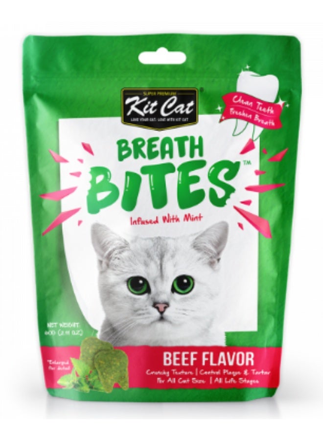كيت كات بريث بايتس – مكافآت قطط بنكهة اللحم والنعناع لتنظيف الأسنان وإنعاش النفس (60 جرام)