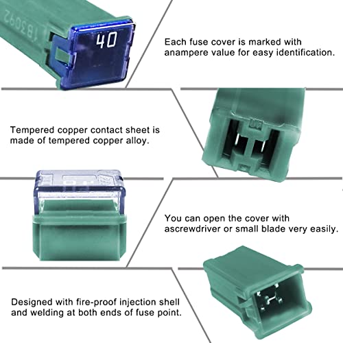 JOINAP 6 Pieces Tall Standard Fuses 40 amp JCase Box Shaped Fuse Compatible for Ford Chevy GM Nissan Toyota Pickup Trucks Cars SUV - Image 3