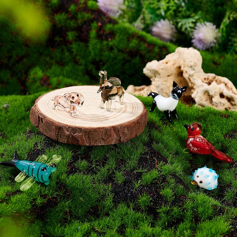AHANDMAKER 6 Pcs Animals Figurines, 6 Styles Glass Animal Figurines for Table Home Decoration, Dragonfly Bird Hedgehog Dog Elephant Palm Civet Glass Display Miniature for Anniversary Birthday Gift - Image 4