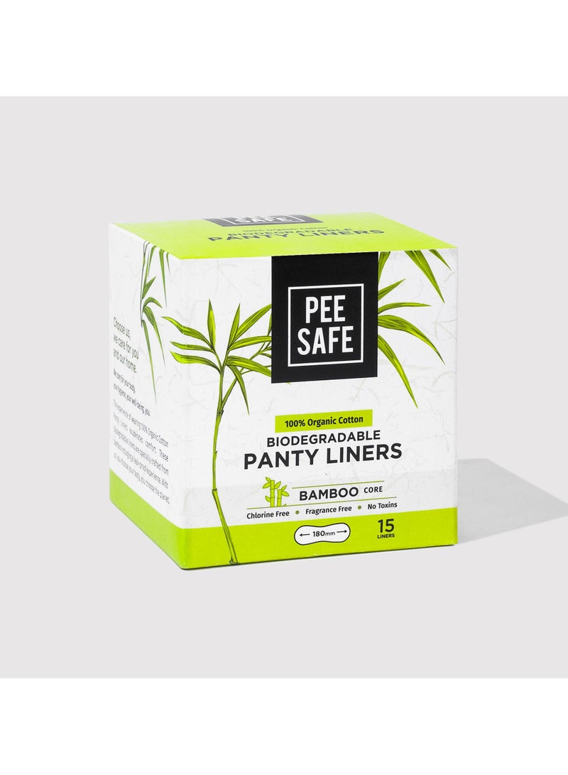 PEE SAFE PeeSafe 100% Organic Cotton Panty Liners, Biodegradable Bamboo Core, Extra Soft Surface, Curved For Discharge, Antibacterial, Chlorine Free & Fragrance Free, - 15 liners - Image 2