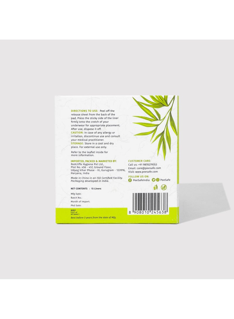 PEE SAFE PeeSafe 100% Organic Cotton Panty Liners, Biodegradable Bamboo Core, Extra Soft Surface, Curved For Discharge, Antibacterial, Chlorine Free & Fragrance Free, - 15 liners - Image 3