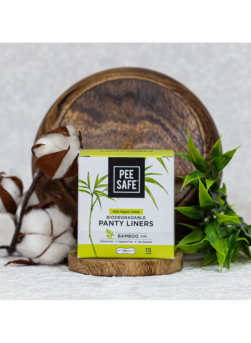 PEE SAFE PeeSafe 100% Organic Cotton Panty Liners, Biodegradable Bamboo Core, Extra Soft Surface, Curved For Discharge, Antibacterial, Chlorine Free & Fragrance Free, - 15 liners - Image 4