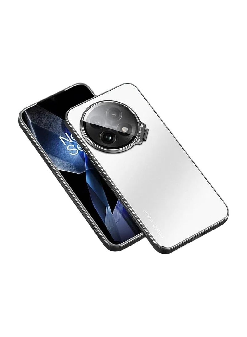 VKL Case Compatible with One Plus 13, Matte Skin-friendly Phone Case with Fully Wrapped Lens Protection Stand, Anti-fall Protective Cover for One Plus  13 (White)