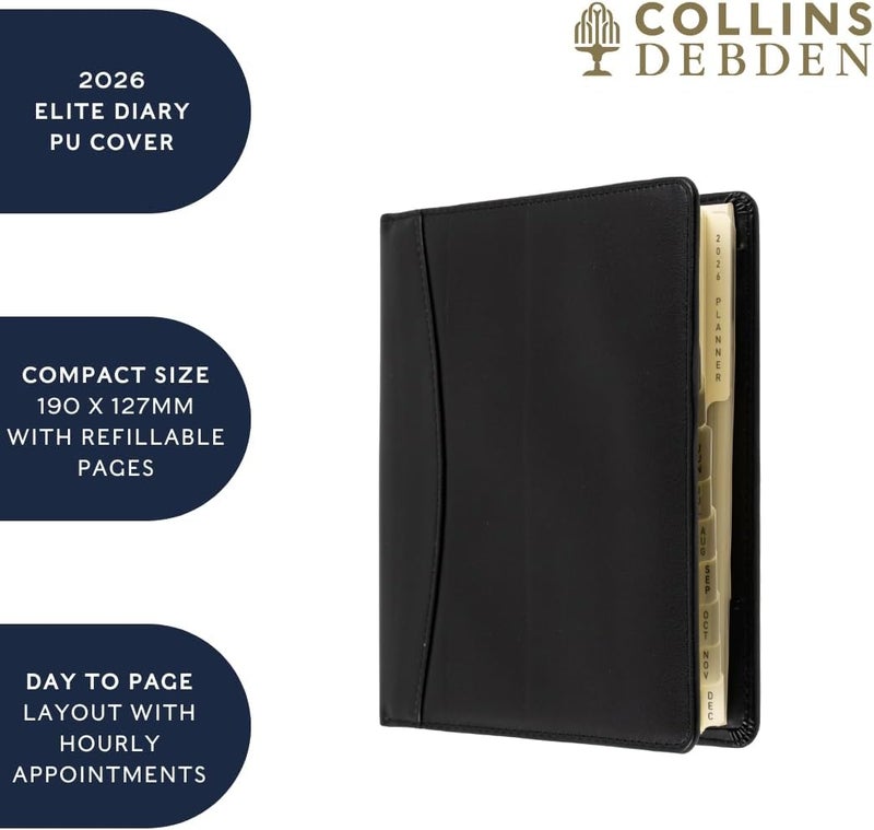 Collins - Elite - Compact 2026 12 Month Calendar Year Planner, Day-To-Page with Appointments Diary - Black (1140V.99-26) - Image 5