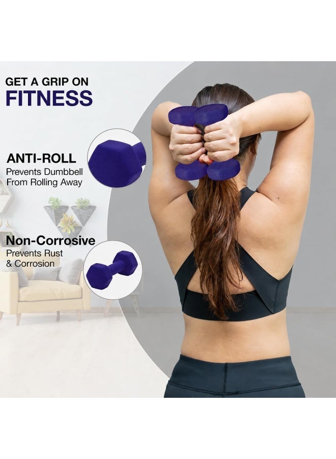 SportQ Premium Imported Neoprene Dumbbell Pair – Anti-Roll Hexagonal Design and Non-Slip Grip – Suitable for Home Workouts, Gym Use, and Muscle Toning - Image 2