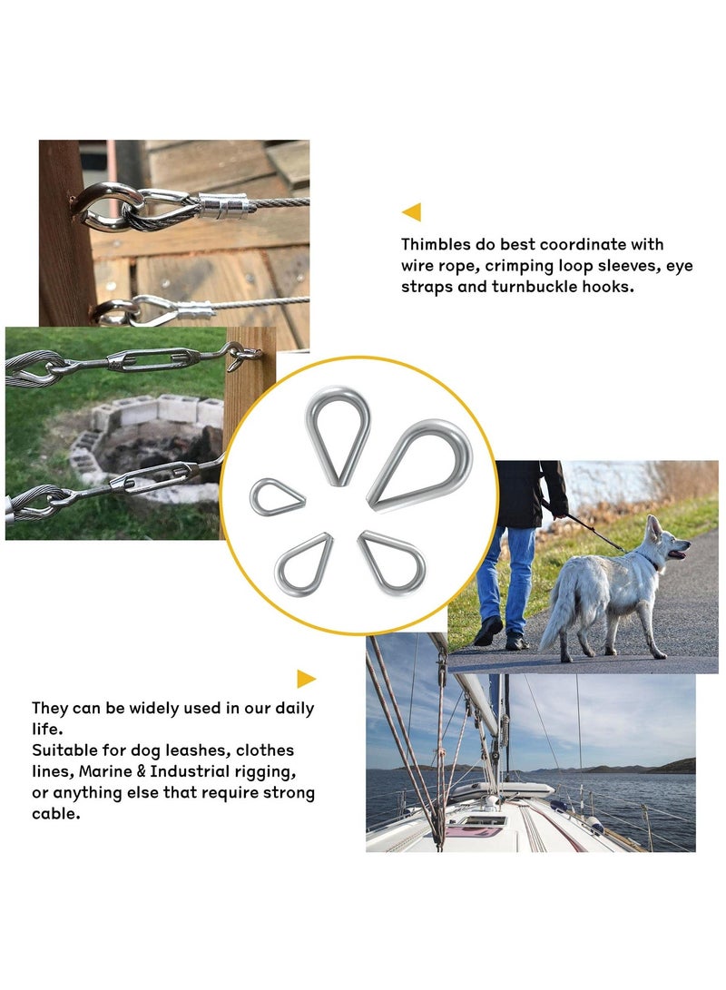 SYOSI M3 Stainless Steel Wire Rope Thimbles, 50PCS M3 Stainless Steel Wire Rope Cable Clip Clamp, Aluminum Crimping Loop Sleeve for 1/8 Inch Wire Rope Cable - Image 3