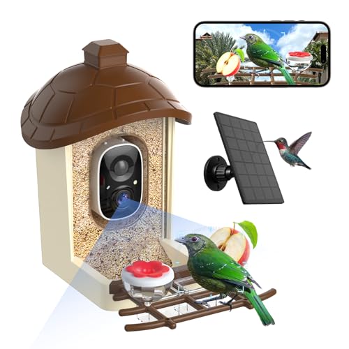 Lagriner Bird Feeder with Camera, 2K HD Live Video, Smart Bird Cam Solar Powered with AI Birds Species Identification, Auto Capture Video, Instant Arrival Alerts, Best Gifts for Mom Dad - Image 1