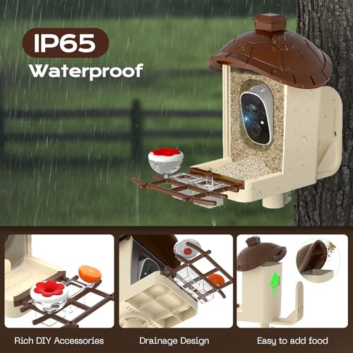 Lagriner Bird Feeder with Camera, 2K HD Live Video, Smart Bird Cam Solar Powered with AI Birds Species Identification, Auto Capture Video, Instant Arrival Alerts, Best Gifts for Mom Dad - Image 4