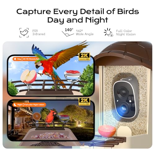 Lagriner Bird Feeder with Camera, 2K HD Live Video, Smart Bird Cam Solar Powered with AI Birds Species Identification, Auto Capture Video, Instant Arrival Alerts, Best Gifts for Mom Dad - Image 5