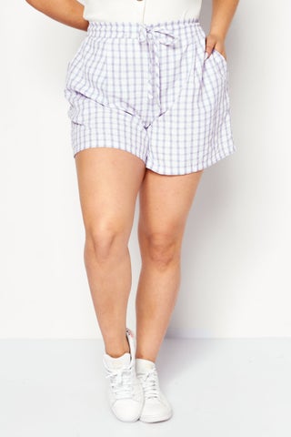 Women Checkered Basic Shorts, Lavender - pzsku/Z896A8CAB2F83DA2783FCZ/45/1746213001/a20e9f88-f5c4-4dfd-8eae-d4562d09b6fe