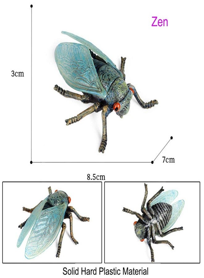 JOKFEICE Animal Figures 3 pcs Realistic Plastic Golden Cicada Family Action Model Science Project, Learning Educational Toys, Birthday Gift, Cake Topper for Kids Toddlers - Image 3