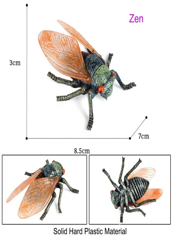 JOKFEICE Animal Figures 3 pcs Realistic Plastic Golden Cicada Family Action Model Science Project, Learning Educational Toys, Birthday Gift, Cake Topper for Kids Toddlers - Image 2