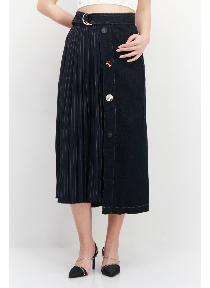 Women Stripe Belted Wrap Skirt, Dark Blue - pzsku/Z896A9485CBCC7DF701D9Z/45/_/1738678921/20787b82-bbaf-4363-bb98-f129498249be