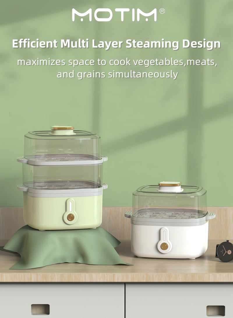موتيم غلاية بيض كهربائية ذات سعة كبيرة مع إيقاف تلقائي، بخار إفطار متعدد الوظائف لبيض مسلوق، بيض مطبوخ على البخار، خضار، وزلابية، مثالية لتحضير الإفطار السريع. - Image 3