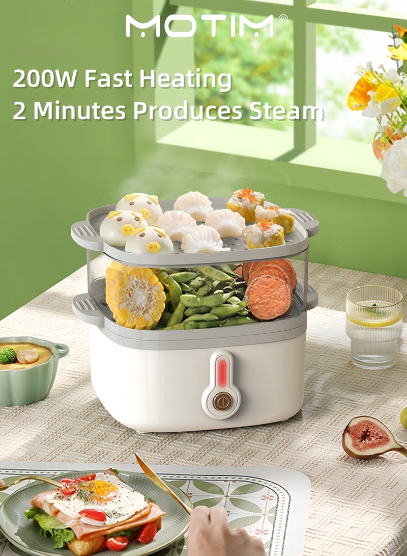 موتيم غلاية بيض كهربائية ذات سعة كبيرة مع إيقاف تلقائي، بخار إفطار متعدد الوظائف لبيض مسلوق، بيض مطبوخ على البخار، خضار، وزلابية، مثالية لتحضير الإفطار السريع. - Image 2