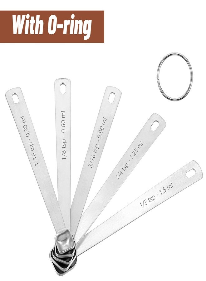 Bruislard 5PcsTeaspoon Measuring Spoons, 1/3, 1/4, 1/8, 1/16, 3/16 tsp, Mini Measuring Spoon, Square Bowl Measure Spoon Set, Small Stainless Steel Teaspoon for Measure Small Amount of Dry & Liquid Ingredients - Image 2