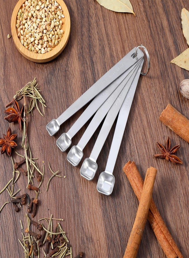 Bruislard 5PcsTeaspoon Measuring Spoons, 1/3, 1/4, 1/8, 1/16, 3/16 tsp, Mini Measuring Spoon, Square Bowl Measure Spoon Set, Small Stainless Steel Teaspoon for Measure Small Amount of Dry & Liquid Ingredients - Image 5