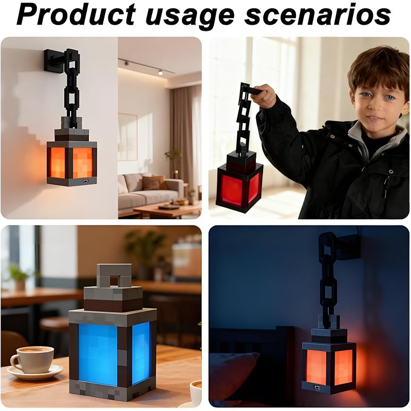Bivpreom 16 Colors Pixelated Lantern Night Light with USB Rechargeable & Remote Control ï¼ŒGame Room Decor, Gifts for Boys - Image 4