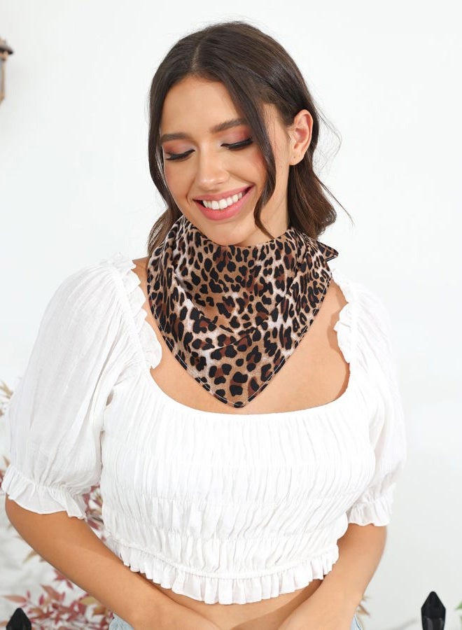 AWAYTR 3Pcs Hair Bandanas Head Kerchief for Women Girls Tie-Back Boho Hair Scarf Headband Bandana Triangle Head Scarf, Khaki + Black + Leopard Brown, 1 Count (Pack of 3) - Image 5