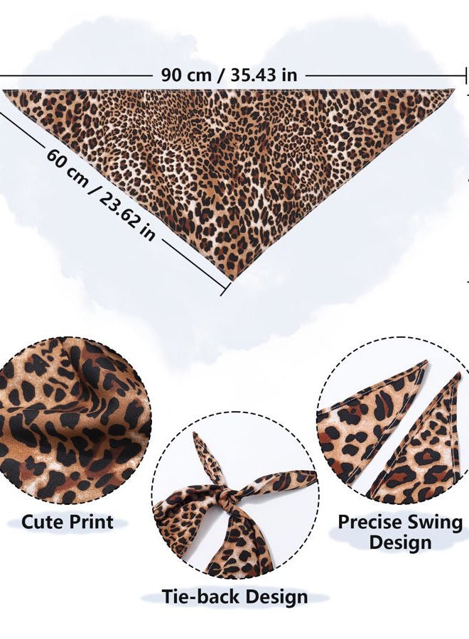 AWAYTR 3Pcs Hair Bandanas Head Kerchief for Women Girls Tie-Back Boho Hair Scarf Headband Bandana Triangle Head Scarf, Khaki + Black + Leopard Brown, 1 Count (Pack of 3) - Image 2