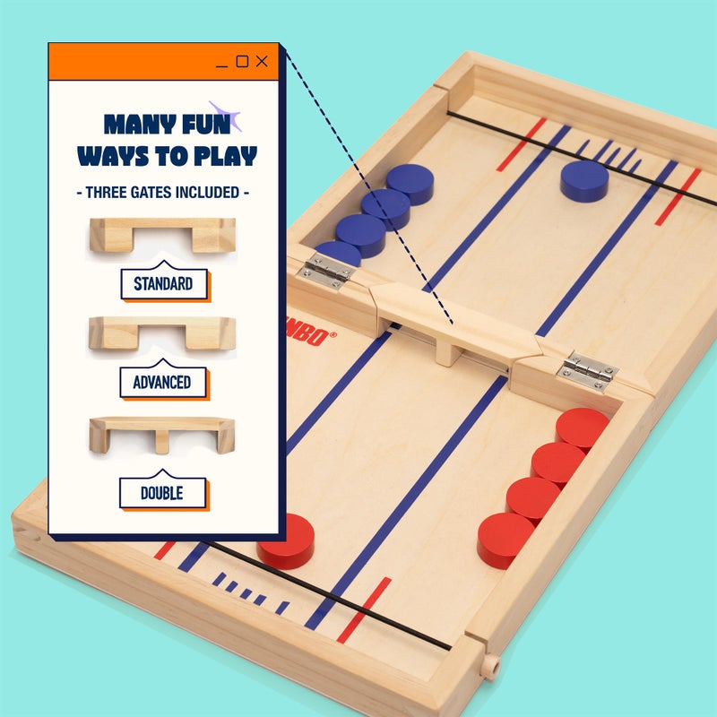 Pinbo Sling Puck Game (18") Premium Wooden Foldable Board | 2 Player Tabletop Game for Adults & Kids | Travel Friendly Classic Slingshot Game - Image 5
