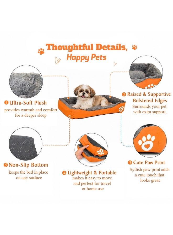 NNC PETS Pet cushion for Small dogs and Cats, Soft Plush pet bed with Raised sides and Warm, 61 cm sleeping mat with Non-slip, Comfortable, Head & Neck Support, and Breathable & lightweight (Orange) - Image 5