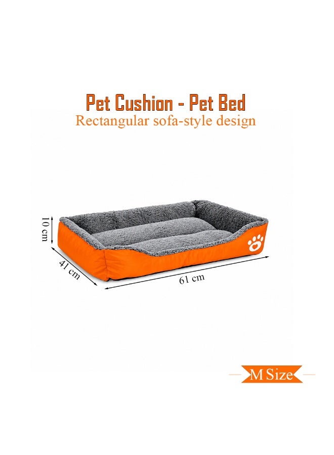 NNC PETS Pet cushion for Small dogs and Cats, Soft Plush pet bed with Raised sides and Warm, 61 cm sleeping mat with Non-slip, Comfortable, Head & Neck Support, and Breathable & lightweight (Orange) - Image 2