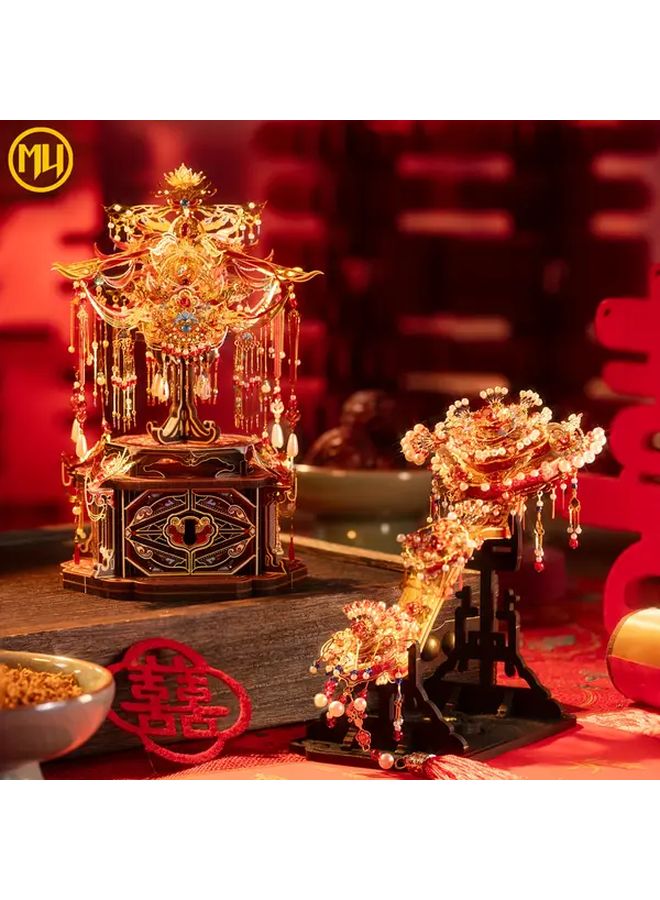 Wishful 3D Metal Puzzle Floral Design Red Golden Wedding Christmas Gift - Image 2