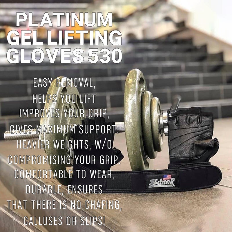 Schiek Sports 530 Platinum Lifting Gloves with Gel Pad - Amara Leather Weightlifting Gloves for Women and Men - Image 5