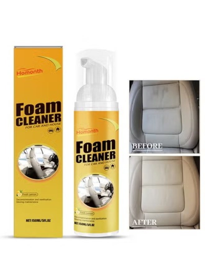 Homonth Multifunctional Car Foam Cleaner 150ml, No Flushing Car Interior Cleaning, Grease-Free Cleaner All Purpose Foam Cleaner Spray, Lemon Flavor for Car and Home Cleaning Solution - Image 1