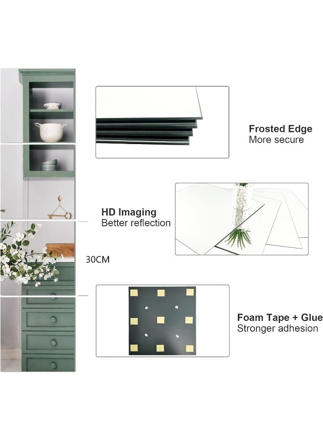 4PCS 30 * 30cm Glass Full Length Wall Mirror Tiles