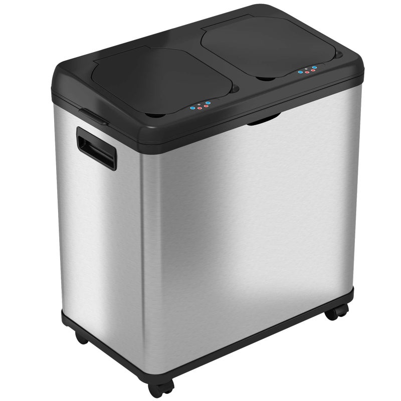 iTouchless iTouchless 16 Gallon Touchless Trash Can and Recycle Bin Stainless Steel DualCompartment 8 Gal each Kitchen Recycling and Garbage 