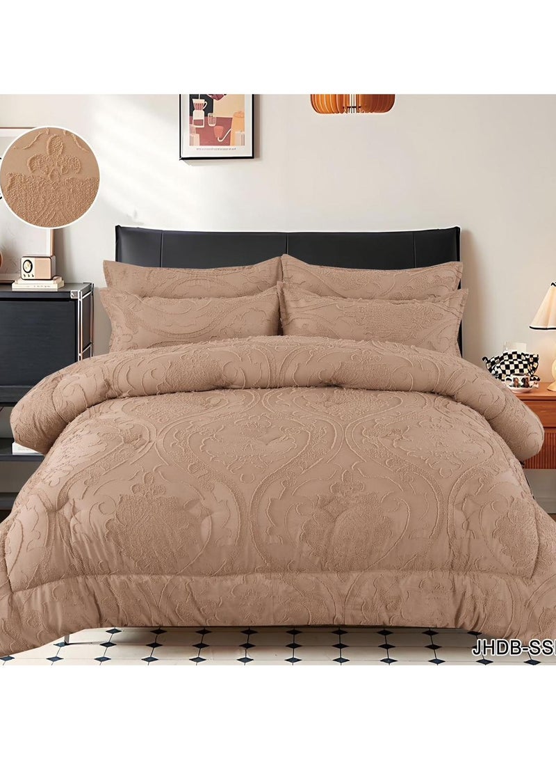 Comfy Cream King Size Cotton Textured Royalty Collection Comforter Set
