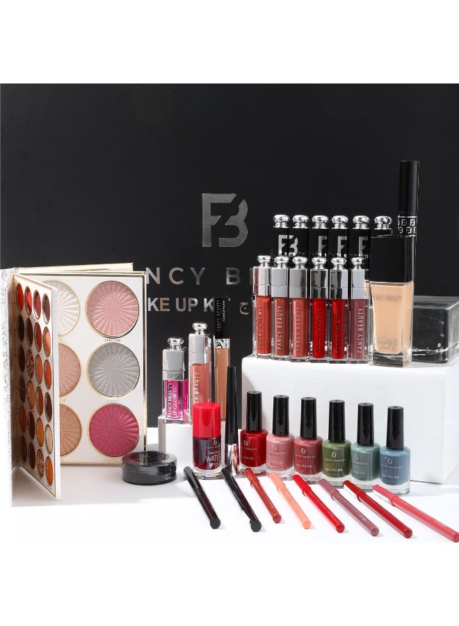 فنسي بيوتي طقم مكياج فاخر من Fancy Beauty، يحتوي على مجموعة متكاملة من مستحضرات التجميل - Image 3