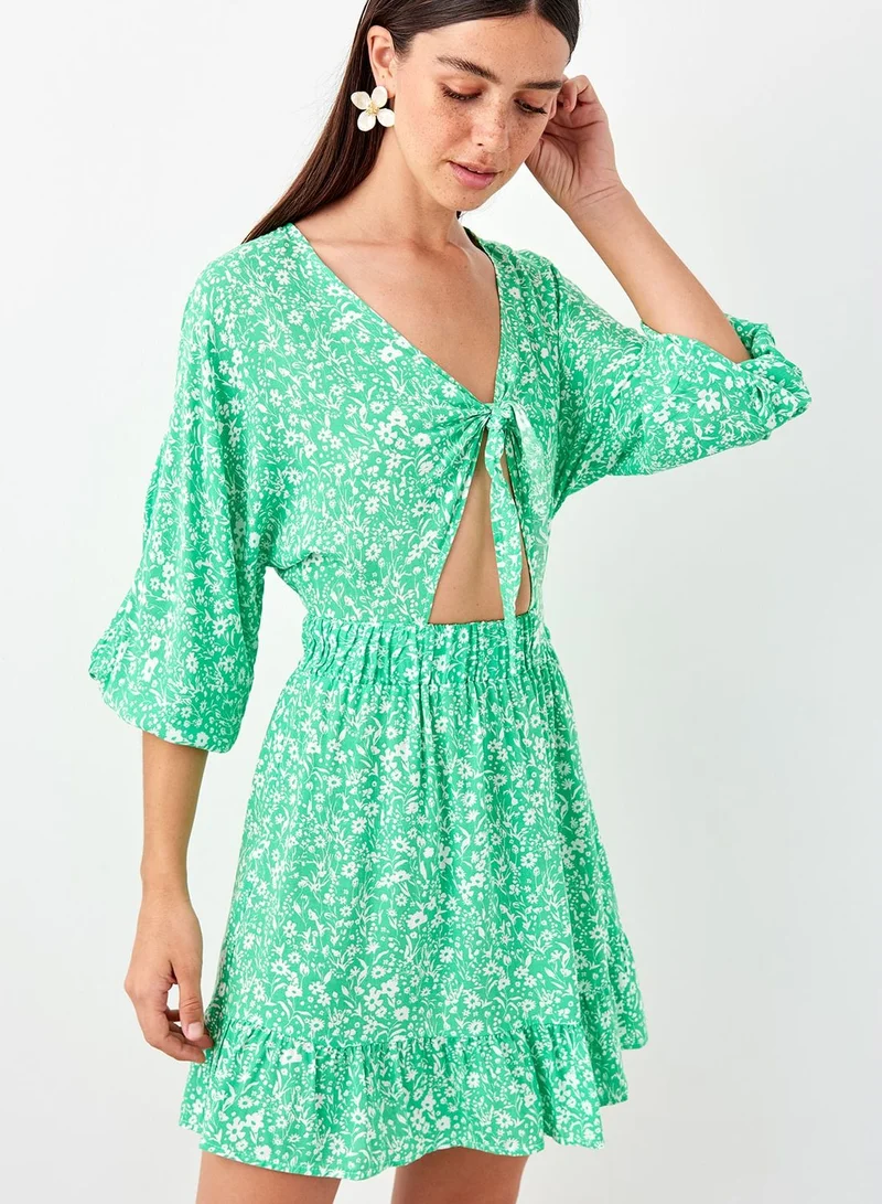 trendyol Cut Out Printed Dress