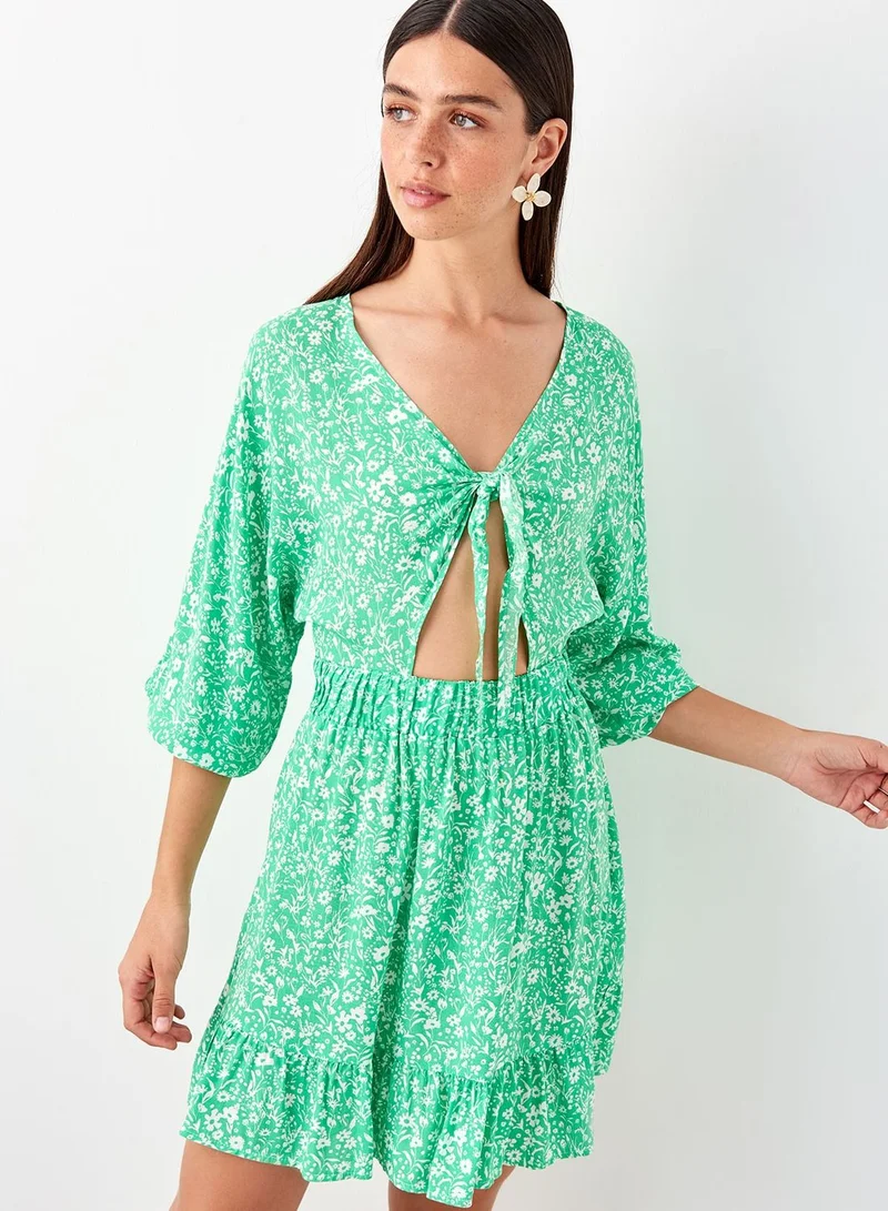 trendyol Cut Out Printed Dress
