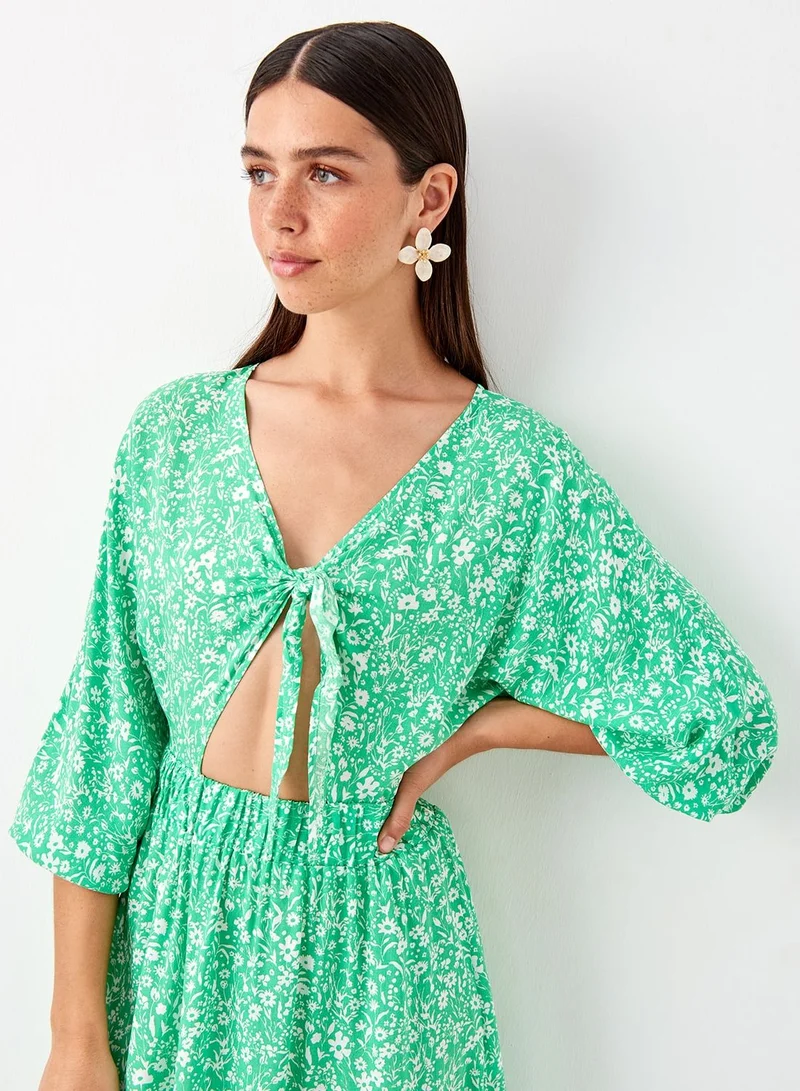 trendyol Cut Out Printed Dress