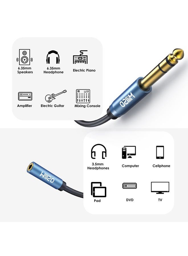 MillSO 1/4 to 3.5mm Headphone Adapter TRS 6.35mm 1/4 Male to 3.5mm 1/8 Female Stereo Jack Audio Adapter for Amplifiers, Guitar, Keyboard Piano, Home Theater, Mixing Console, Headphones - 12inch/30CM - Image 4