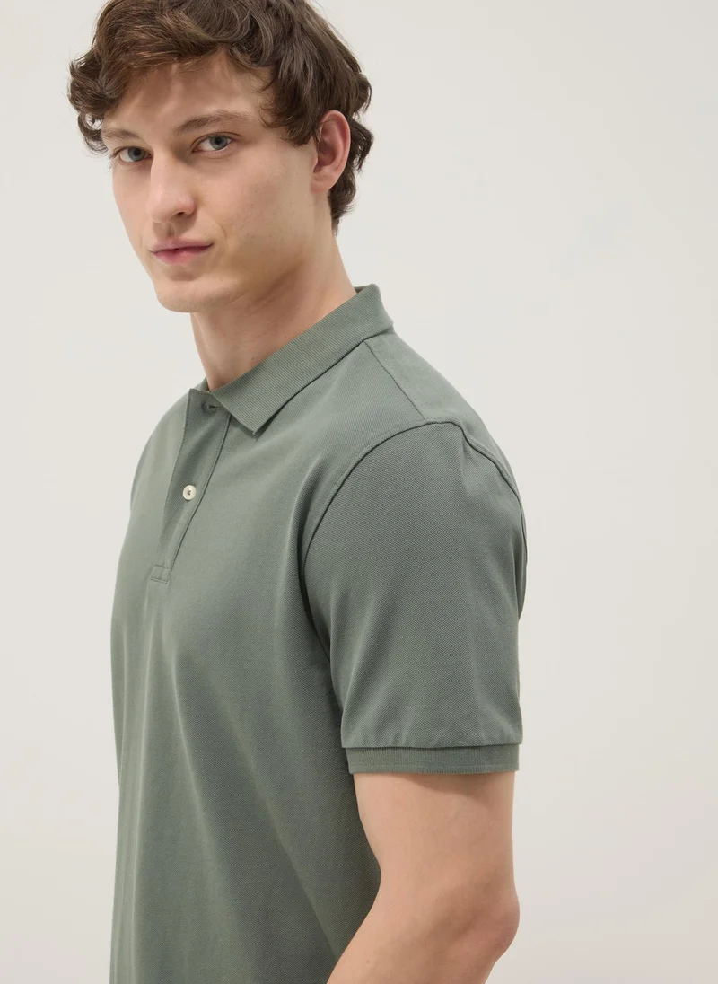 Ovs  OVS Green Short-Sleeved Polo Shirt In Pure Organic Cotton for Men | Best Price UAE
