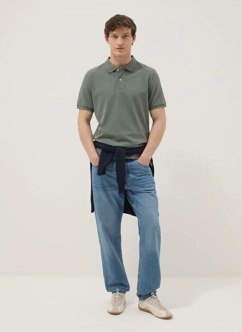 Ovs OVS Green Short-Sleeved Polo Shirt In Pure Organic Cotton