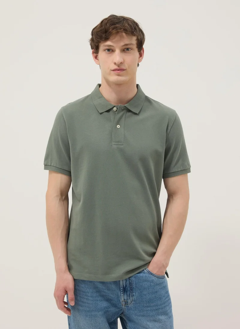 Ovs OVS Green Short-Sleeved Polo Shirt In Pure Organic Cotton
