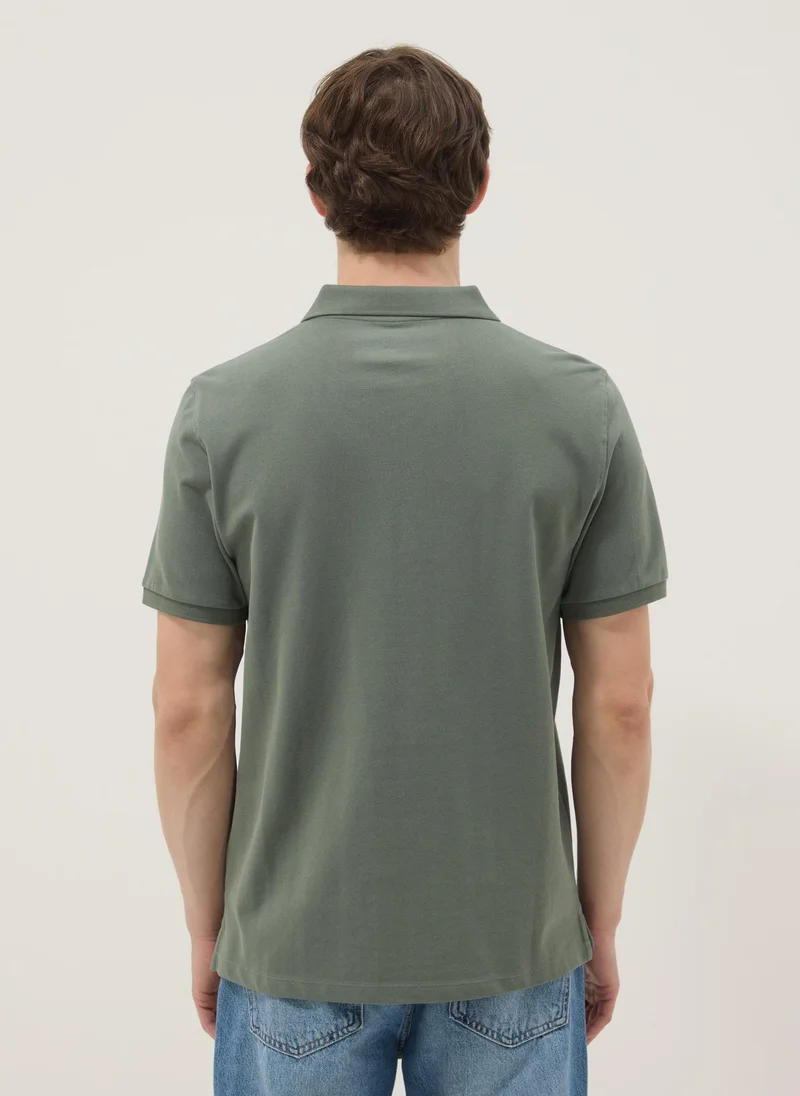 Ovs  OVS Green Short-Sleeved Polo Shirt In Pure Organic Cotton for Men | Best Price UAE