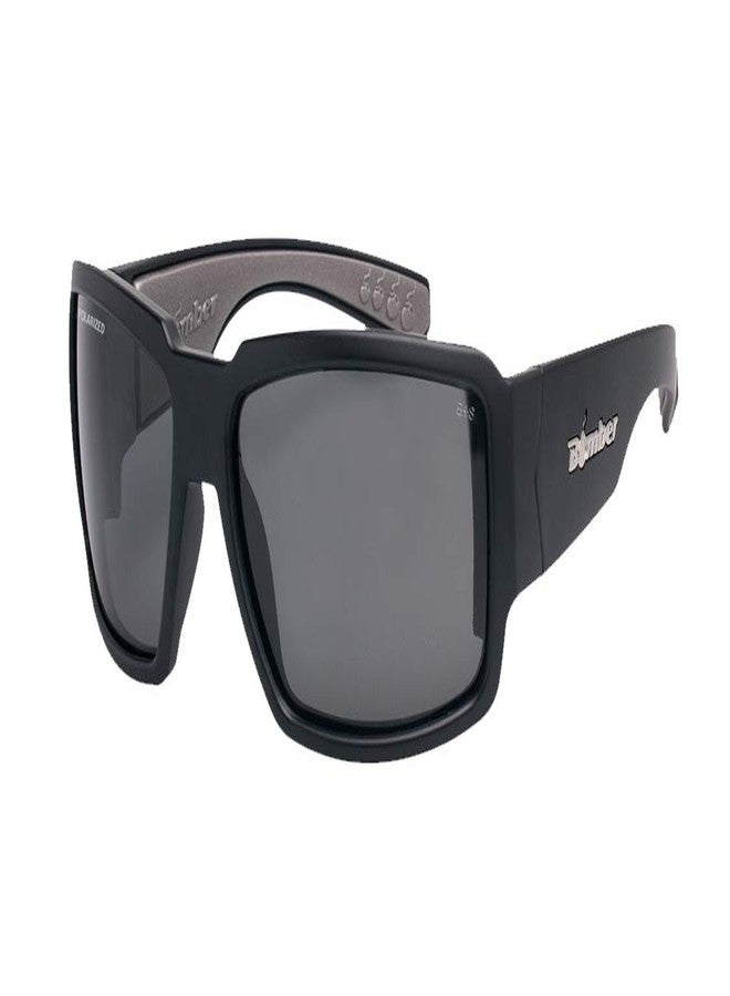 BOMBER Boogie Bomb BG111 Matte Black Frame Smoke Polarized Safety Lens Gray Foam - Image 1