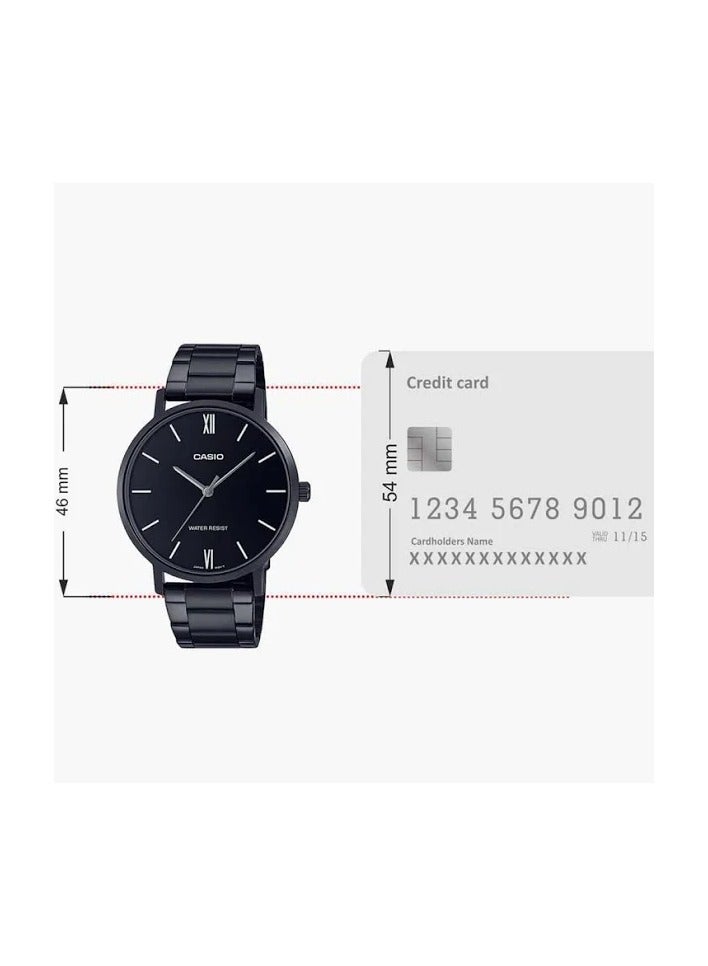 CASIO Analog Quartz Black Dial Stainless Steel Men's Watch MTP-VT01B-1B - Image 4