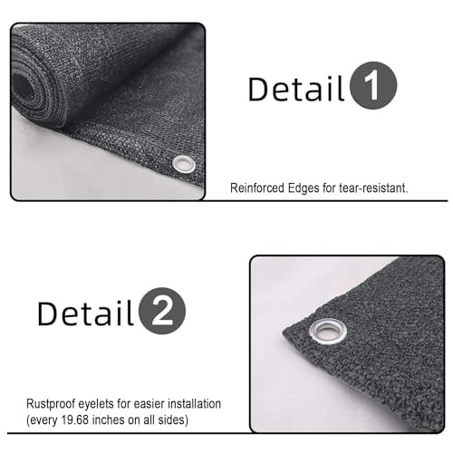 SUNLAX 3'x16' Dark Grey Balcony Privacy Screen Fence Windscreen Cover Fabric Shade Netting Mesh Cloth with Grommets UV Protection for Patio, Backyard, Porch, Railing Shield 90% (We Make Custom Sizes) - Image 4