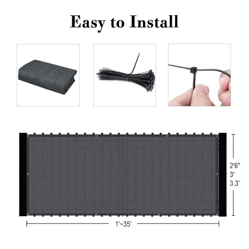 SUNLAX 3'x16' Dark Grey Balcony Privacy Screen Fence Windscreen Cover Fabric Shade Netting Mesh Cloth with Grommets UV Protection for Patio, Backyard, Porch, Railing Shield 90% (We Make Custom Sizes) - Image 3