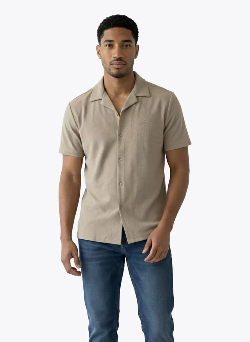 Nautica Men Regular Fit Short Sleeve Shirt for Relaxed Style - Moss Grey