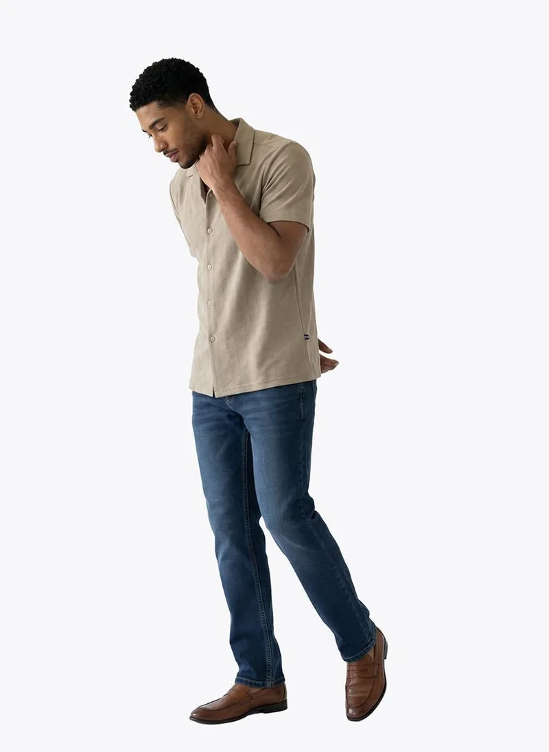 Nautica  Men Regular Fit Short Sleeve Shirt for Relaxed Style - Moss Grey for Men | Best Price UAE